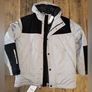 American Eagle All Weather Parka Coat New Men's Large Tall sz LT Black & Gray